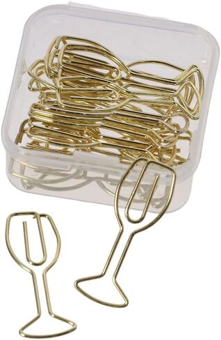 20PCS Wine Glass Paper Clip, Gold Paper Clip Creative Shape Paper Clip, Funny Bookmark Marking Clip, FBAJQQ0240/VUK91 in Kuwait