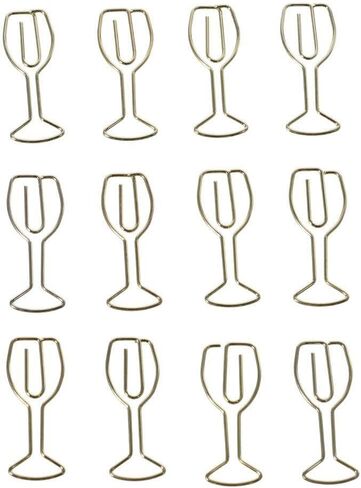 20PCS Wine Glass Paper Clip, Gold Paper Clip Creative Shape Paper Clip, Funny Bookmark Marking Clip, FBAJQQ0240/VUK91 in Kuwait