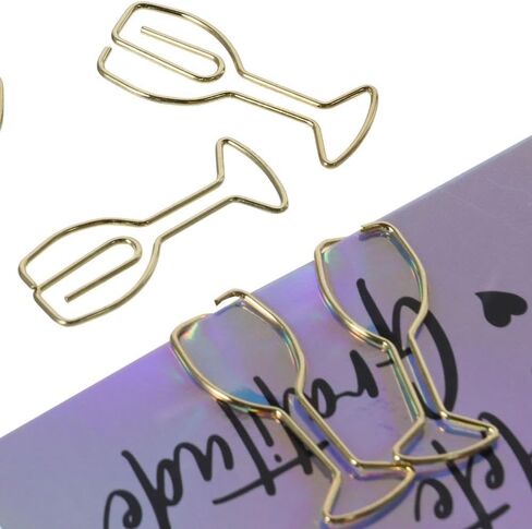 20PCS Wine Glass Paper Clip, Gold Paper Clip Creative Shape Paper Clip, Funny Bookmark Marking Clip, FBAJQQ0240/VUK91 in Kuwait