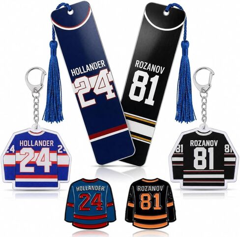 6 Pcs Hockey Romance Rivals Merch Set, 81 & 24 Jersey Number Metal Bookmarks Keychains and Enamel Pins Bundle, Bookish Reader Gifts Accessories for Women BookTok Fans in Saudi Arabia