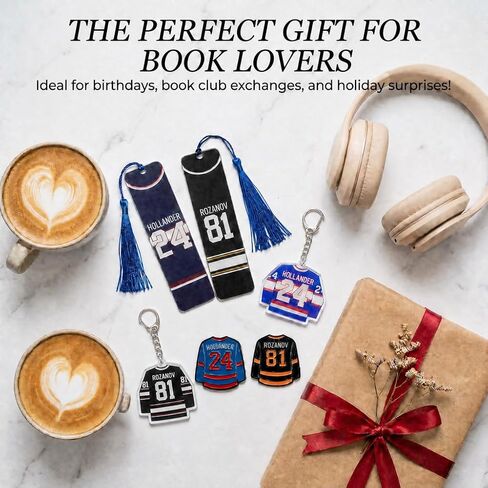 6 Pcs Hockey Romance Rivals Merch Set, 81 & 24 Jersey Number Metal Bookmarks Keychains and Enamel Pins Bundle, Bookish Reader Gifts Accessories for Women BookTok Fans in Saudi Arabia
