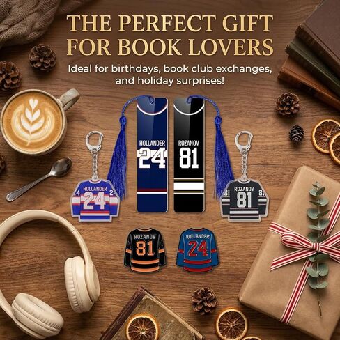 6 Pcs Hockey Romance Rivals Merch Set, 81 & 24 Jersey Number Metal Bookmarks Keychains and Enamel Pins Bundle, Bookish Reader Gifts Accessories for Women BookTok Fans in Saudi Arabia