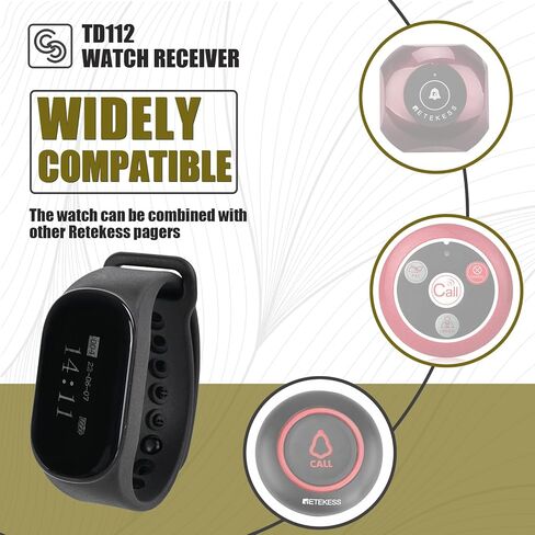 Retekess TD154 Restaurant Pager System, Wireless Calling System,A Chef Paging Waiter's Transmitter,10 Watch Receiver for Hotel,Kitchen,Clinic,Bar in Kuwait