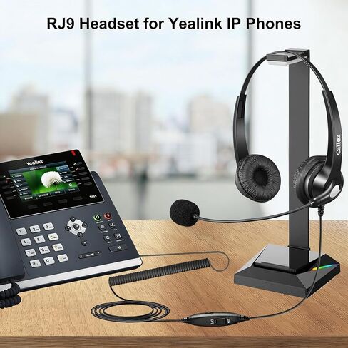 سماعة هاتف Callez RJ9 Yealink مع ميكروفون بخاصية إلغاء الضوضاء والتحكم في مستوى الصوت، سماعة هاتف لهواتف المكتب المتوافقة مع هواتف Yealink T46S T42S T41S T40G T29G T27G T23G T54W VOIP الأرضية in Kuwait