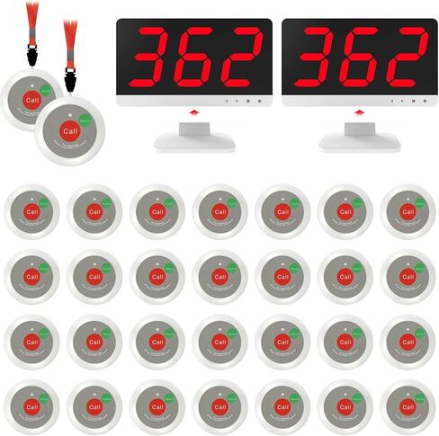 نظام استدعاء الممرضات مع جهازي استقبال للعرض و30 زرًا لاستدعاء المسنين - 1000 قدم، نظام إضاءة للمكالمات لكبار السن لمقدمي الرعاية الصحية، والرعاية الصحية المنزلية، والمكتب الطبي، ومحطة الممرضات in Kuwait