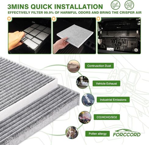Front and Rear Cabin Air Filter Fits for Kia Carnival 3.5L 2022-2026 Activated Carbon Cabin Filter Replacement #97133-R0500 CF10381 Car Accessories in Kuwait