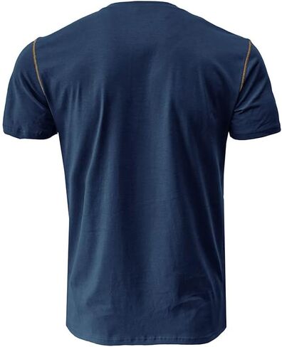 Men's Henley Shirts Short Sleeve Business Casual Cotton T-Shirt Classic Button Basic Stylish Tees Tops with Pocket in Saudi Arabia