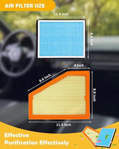 Engine Air Filter & Cabin Air Filter Combo Pack Compatible with 2022 2023 2024 Grand Cherokee 2021 2022 2023 Grand Cherokee L V6 3.6L Replace# CF12935 68376815AA A3176 in Saudi Arabia