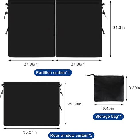 4PCS Car Privacy Curtain, Removable Auto Rear Seat & Side Window Sunshade Divider Curtain with Storage Bag, Backseat Partition Curtains Window Covers for Camping Nap Sleeping in Saudi Arabia