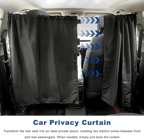 4PCS Car Privacy Curtain, Removable Auto Rear Seat & Side Window Sunshade Divider Curtain with Storage Bag, Backseat Partition Curtains Window Covers for Camping Nap Sleeping in Saudi Arabia