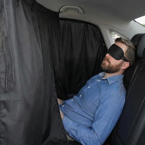 4PCS Car Privacy Curtain, Removable Auto Rear Seat & Side Window Sunshade Divider Curtain with Storage Bag, Backseat Partition Curtains Window Covers for Camping Nap Sleeping in Saudi Arabia