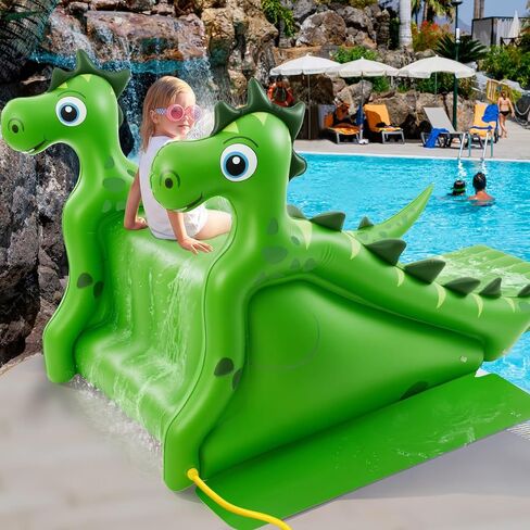 Seenelling 98 Inch Giant Inflatable Shark Pool Slide, Extra Large Inflatable Water Slide, Fun Outdoor Water Play Summer Swimming Pool Play Center Parties for Adults in Kuwait