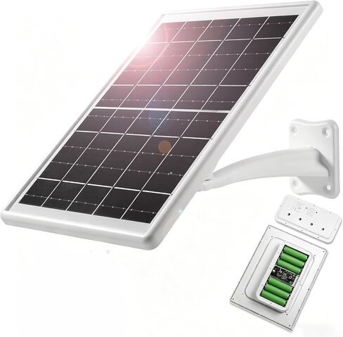 8W Solar Panel Charger with Built-in 12000mAh Battery Backup, 5V/12V Type-C & DC Dual Output, IP65 Waterproof Solar Power Supply for Security Camera, Trail Camera, Video Doorbell in Saudi Arabia