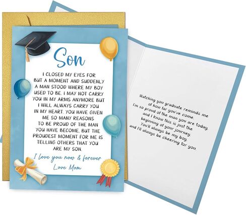 Nchigedy Heartfelt Graduation Card for Son, Graduation Cards from Mom, High School College Graduation Card for Son in Saudi Arabia