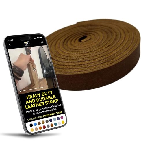 TOFL Genuine Leather Strap | 72" Long x 1/2" Wide x 1/8 Inch Thick (7-8oz) | Leather Strips for Crafts, Belts, Jewelry & DIY Projects | Black in Kuwait