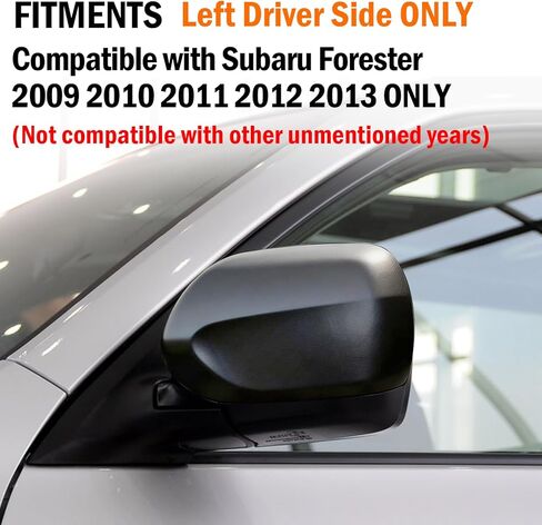 Yumzeco 1PC Compatible with Subaru Mirror Cover Forester 2009 2010 2011 2012 2013, Driver Side Subaru Forester Mirror Cap W/O Light Clip-on Replacement Replace for 91054SC041NN - Left Black in Saudi Arabia
