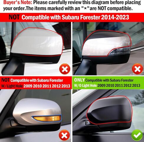 Yumzeco 1PC Compatible with Subaru Mirror Cover Forester 2009 2010 2011 2012 2013, Driver Side Subaru Forester Mirror Cap W/O Light Clip-on Replacement Replace for 91054SC041NN - Left Black in Saudi Arabia