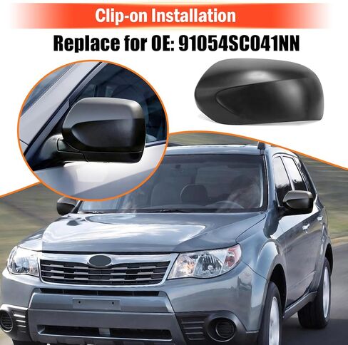Yumzeco 1PC Compatible with Subaru Mirror Cover Forester 2009 2010 2011 2012 2013, Driver Side Subaru Forester Mirror Cap W/O Light Clip-on Replacement Replace for 91054SC041NN - Left Black in Saudi Arabia