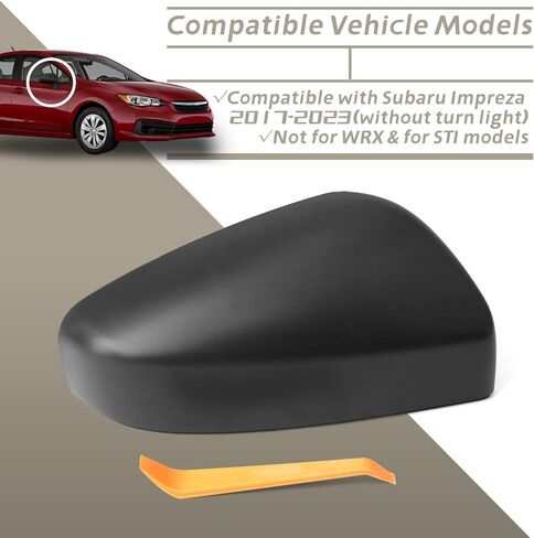 91054FL01A Passenger Side Mirror Cover Compatible with Subaru Impreza 2017 2018 2019 2020 2021 2022 2023, Right Mirror Cap Housing w/o Turn Light Clip-On Black Replacement Parts in Kuwait