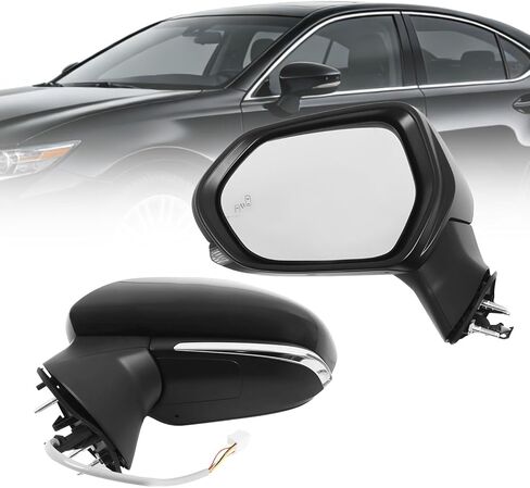 Left Driver Side Mirror Assembly Compatible with Camry 2018-2022 Heated & Turn Signal & Blind Spot (BSD) & Power TO1320368 8794006840 Black (7Pins) in Kuwait