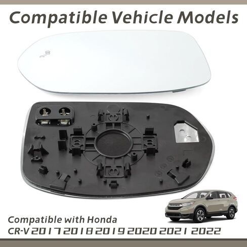 76253TLAA32 Driver Side Mirror Glass Compatible with Honda CR-V 2017 2018 2019 2020 2021 2022, Front Left Side View Mirror with Plastic Backing Plate Chuck Heated and Blind Spot in Kuwait