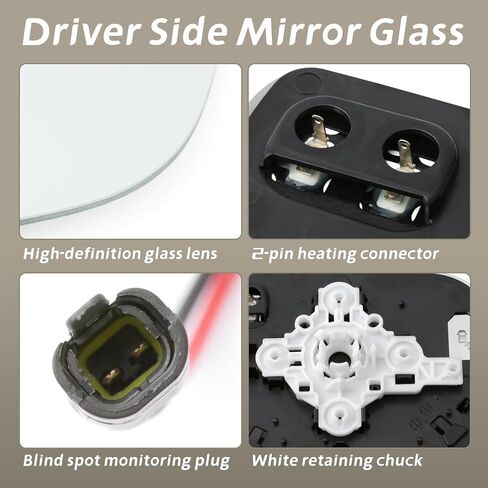 76253TLAA32 Driver Side Mirror Glass Compatible with Honda CR-V 2017 2018 2019 2020 2021 2022, Front Left Side View Mirror with Plastic Backing Plate Chuck Heated and Blind Spot in Kuwait