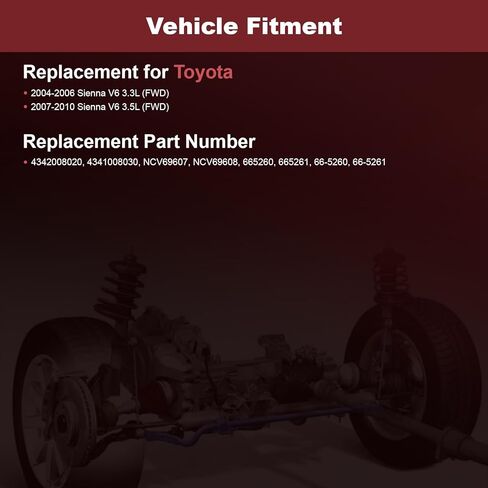 CV Axle Shaft Front Left & Right for Toyota Sienna 2WD 2004 2005 2006 2007 2008 2009 2010 Replace# 66-5260, 66-5261 Passenger & Driver CV Axle Shaft Assembly in Saudi Arabia