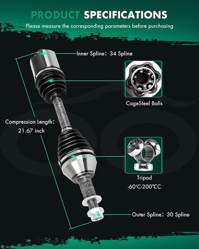 SCITOO Front CV Axle Shaft Assembly For Chevrolet For Malibu 2.2L 2004-2007,For Pontiac G6 2.4L 2006-2010,For G6 3.5L 2005-2010,For Saturn Aura 2.4L 2007-2009 Front Left Right 60-1411 4AT 1pcs in Kuwait