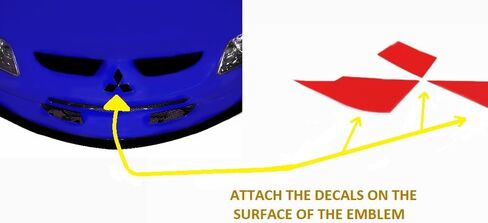 Gloss Red Stickers - Compatible with Mitsubishi - Overlay Vinyl Decal for All Emblems Caps Logos in Saudi Arabia