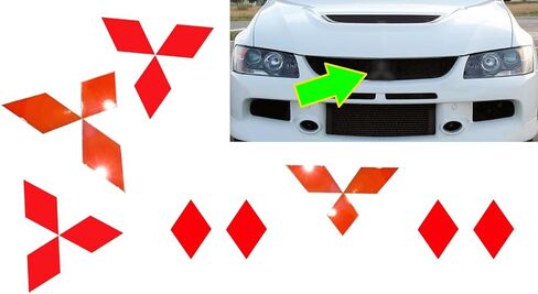 Gloss Red Stickers - Compatible with Mitsubishi - Overlay Vinyl Decal for All Emblems Caps Logos in Saudi Arabia