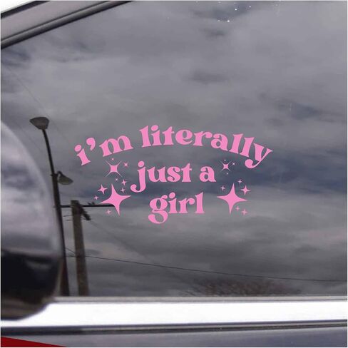 JANES I'm Literally Just A Girl Decal, Coquette Aesthetic UV DTF Transfer Car Decal, Car Window Stickers, Girly Pink Bow Car Decals for Truck Window, Trendy Car Decals for Boys Girls Women Man in Saudi Arabia