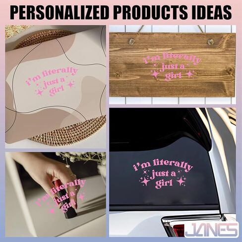 JANES I'm Literally Just A Girl Decal, Coquette Aesthetic UV DTF Transfer Car Decal, Car Window Stickers, Girly Pink Bow Car Decals for Truck Window, Trendy Car Decals for Boys Girls Women Man in Saudi Arabia