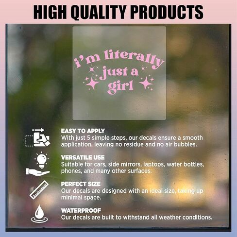 JANES I'm Literally Just A Girl Decal, Coquette Aesthetic UV DTF Transfer Car Decal, Car Window Stickers, Girly Pink Bow Car Decals for Truck Window, Trendy Car Decals for Boys Girls Women Man in Saudi Arabia