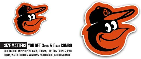 2 (Pieces) 3" and 5" Baltim0re Orioles Sticker, Waterproof Vinyl Decals for Many Purpose Like Cars, Trucks, Laptops, Phones, Windows and More in Kuwait