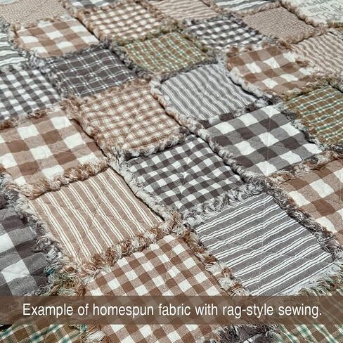 Oatmeal Ticking Stripe Cotton Homespun Fabric by JCS - Sold by The Yard in Saudi Arabia