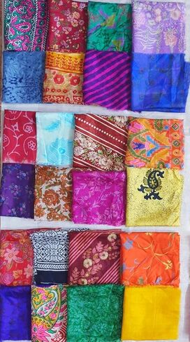 Sari Silk Fabric Squares 30 pcs 8" Squares Saree Craft Material Home Decor Scrapbook Quilting Project Art Doll Easter DS370 in Saudi Arabia