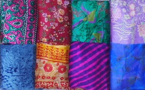 Sari Silk Fabric Squares 30 pcs 8" Squares Saree Craft Material Home Decor Scrapbook Quilting Project Art Doll Easter DS370 in Saudi Arabia