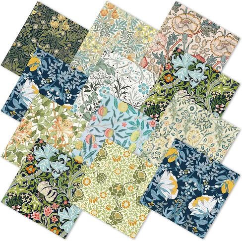 10 Pcs 20x20 Inch William Morris Floral Quilting Fabric, Vintage Flower Precut Fat Quarters by The Yard, Patchwork Fabric Bundles for Sewing DIY Crafts and Home Decoration in Saudi Arabia