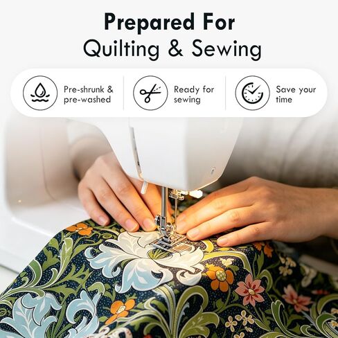 10 Pcs 20x20 Inch William Morris Floral Quilting Fabric, Vintage Flower Precut Fat Quarters by The Yard, Patchwork Fabric Bundles for Sewing DIY Crafts and Home Decoration in Saudi Arabia