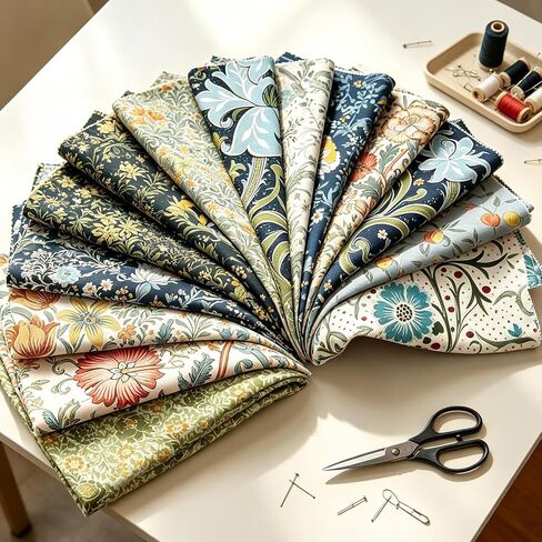10 Pcs 20x20 Inch William Morris Floral Quilting Fabric, Vintage Flower Precut Fat Quarters by The Yard, Patchwork Fabric Bundles for Sewing DIY Crafts and Home Decoration in Saudi Arabia