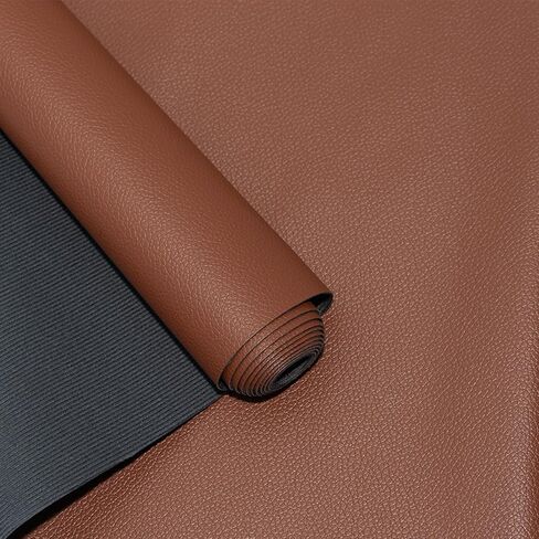 Lychee Faux Leather Roll 41cmx137cm(16"x54") Soft Pebbled Synthetic Leatherette for Handbags Wallets Earrings DIY Sewing Decor (Dark Brown) in Saudi Arabia