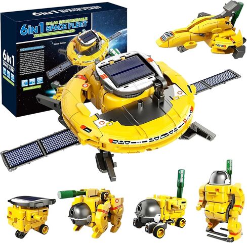 Nilez 6-in-1 STEM Projects Kit Toy for Kids Ages 10 and up, DIY Science Kits, Solar Robot or Battery Powered Space Buliding Educational Gifts for Boys Girl Teen Youth (Yellow) in Saudi Arabia