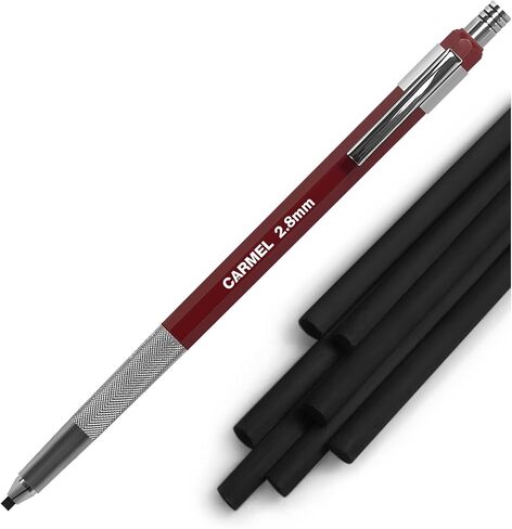Carmel 2.8mm Mechanical Grease Pencil Holder + 25 Refills (Black), Clutch Pencil Holder with Waxy Leads, Mechanical China Marker in Saudi Arabia