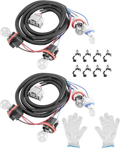 Tail Light Wiring Harness Kit Fit for Chevy Silverado 1500 1500HD 2500HD 3500 2003-2007 Replace 16531401 16531402, Tail Lamp Holder Wire Socket Harness Assembly Driver＆Passenger Side, with 8 PCS Bulbs in Saudi Arabia