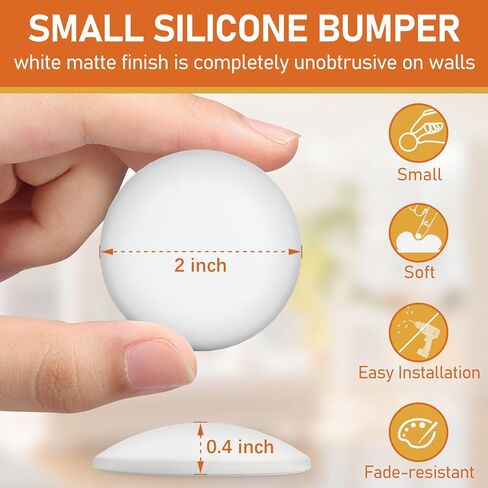 Door Stoppers Wall Protector, White Silicone Door Bumpers with Strong Thickened Adhesive, Quiet and Shock Absorbent Silicone Wall Protectors from Door Knobs,Protects Every Surface,6 Pack - 2" in Kuwait