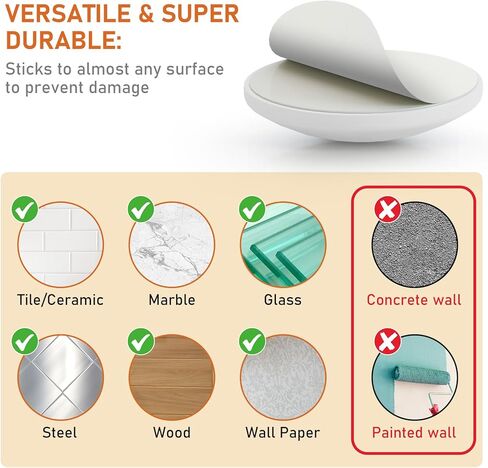 Door Stoppers Wall Protector, White Silicone Door Bumpers with Strong Thickened Adhesive, Quiet and Shock Absorbent Silicone Wall Protectors from Door Knobs,Protects Every Surface,6 Pack - 2" in Saudi Arabia