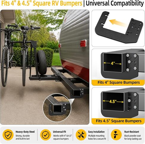 Heavy Duty RV Bumper Support Brackets (Pair) for 4"–4.5" Square & I-Beam Bumpers – 400 lb Anti-Sag Stabilizer, No-Weld DIY Install, Universal Fit for RV, Trailer, Pickup & SUV in Kuwait