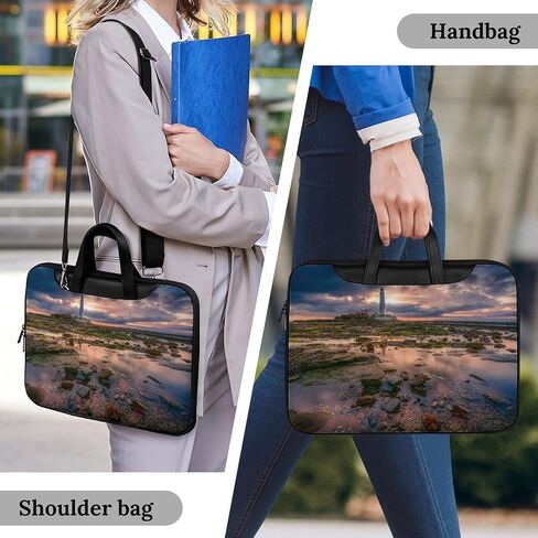 Lighthouse Whitley Bay United Kingdom Leather Laptop Bag Handheld Slim Computer Bags Business Briefcase in Kuwait