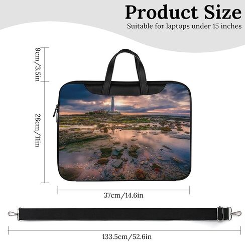 Lighthouse Whitley Bay United Kingdom Leather Laptop Bag Handheld Slim Computer Bags Business Briefcase in Kuwait