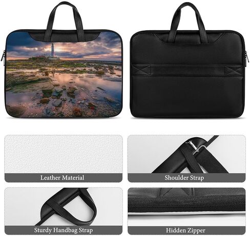 Lighthouse Whitley Bay United Kingdom Leather Laptop Bag Handheld Slim Computer Bags Business Briefcase in Kuwait